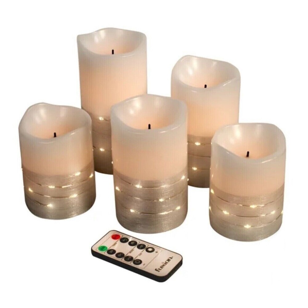 Fusion Fairy Light Multifunction Remote Control Led Candles 5 Count Gold Glow